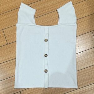 White Button-Down Crop Top